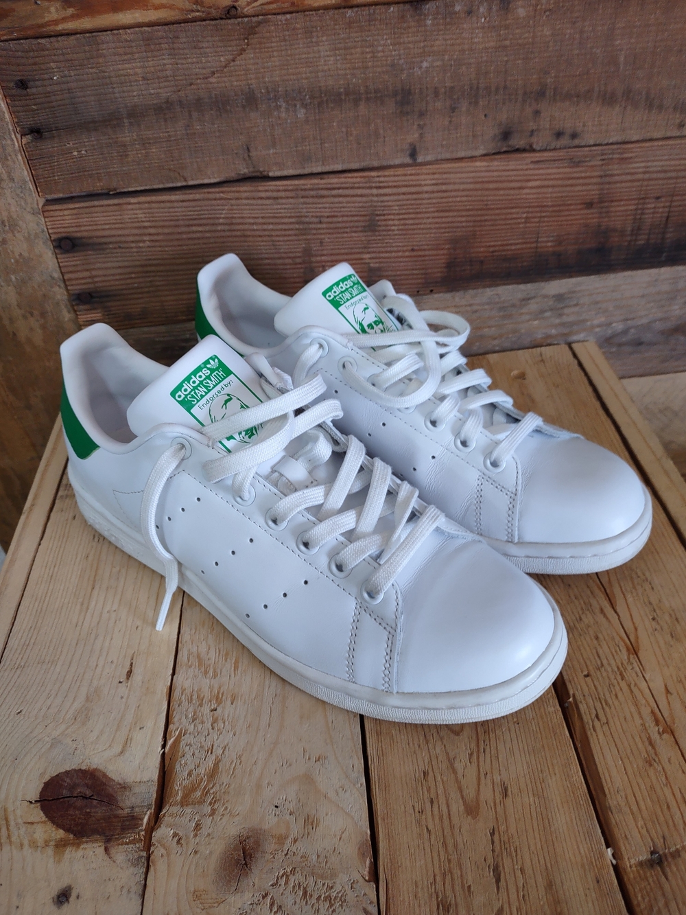 Adidas Stan Smith Men's White & Green Leather Sneakers Size 9.5
